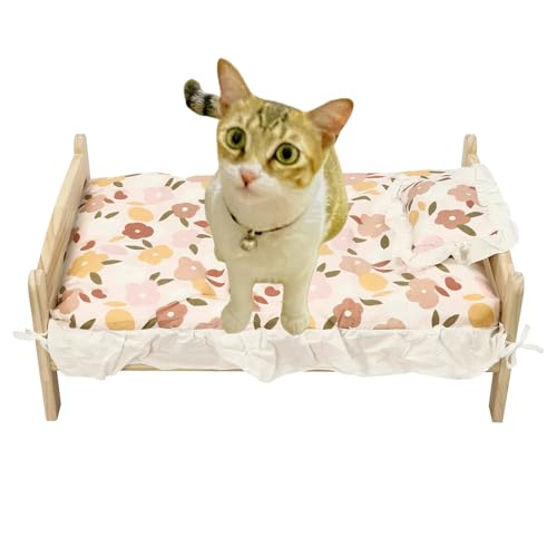 Taozhiyy Katzenbett, Katzenkorb, Hundebett, Hundesofa, Haustier-Bett mit Baumwollkissen und Kopfkissen zum Schlafen, Kratzen und Spielen für klein Katzen und Hunde, 79 * 55 * 30cm von Taozhiyy