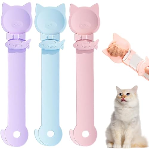 3 Stück Katzenlöffel, Löffel Für Liquid Snack Katze, Katzenfutter Löffel, Cat Strip Feeder Squeeze Spoon, Quetschlöffel Zum Füttern Von Haustieren Für Kleine Hunde Katzen von Tarange