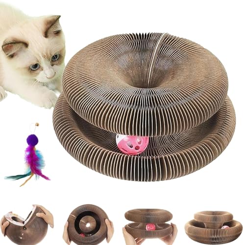 Katzenwirbel, Magische Orgel Katzen Wirbel Spielzeug, 2-In-1 Cat Katzenwirbel Mit Ball, Foldable Convenient Katzen Kratzbrett Durable Recyclable Spielzeug Für Katzen (A) von Tarange