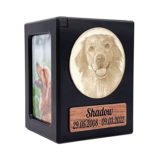 Tarngod Benutzerdefinierter Name und Datum, gravieren Sie Ihren Segentext, benutzerdefinierte Urne, Haustierurne für Hunde und Katzen, Souvenir-Holzbox. (Black L(Avatar)) von Tarngod