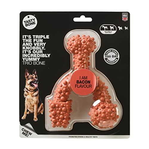 Rosewood 57060 TastyBone Trio Gummi-Hundespielzeug, Speck, medium von Tasty Bone