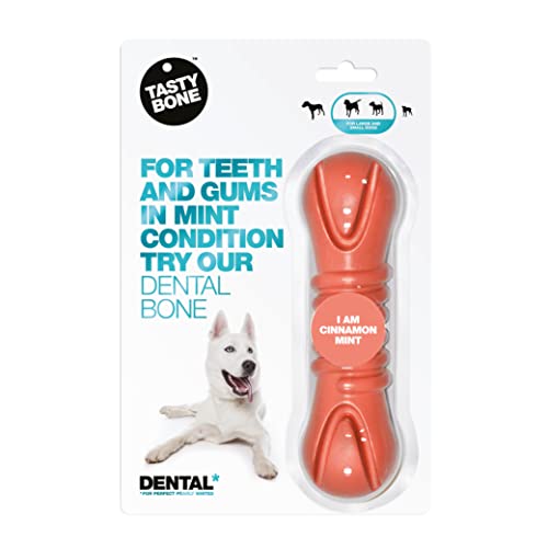 Tasty Bone DentalBone Hundekauspielzeug aus Nylon (Zimt-Minzgeschmack), hilft den Atem des Hundes zu verbannen, fördert gesunde Zähne und Zahnfleisch (hergestellt in Großbritannien aus 100% von Tasty Bone