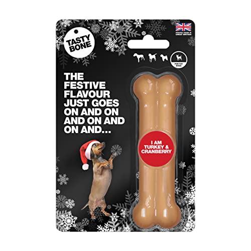 Tasty Bone Festliches Kauspielzeug für Hunde aus Nylon für Spielzeughunde (Truthahn & Cranberry) – Weihnachts-Hundegeschenk, unzerstörbar für Aggressive Kauer, ewiger Geschmack, hergestellt in von Tasty Bone