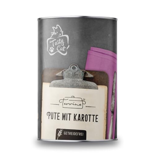 Tasty Cat Terrine Nassfutter für Katzen Pute mit Karotte 6 x 380g. | getreidefrei | Monoprotein | in Soße von Tasty Cat