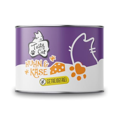 Tasty Cat Nassfutter für Katzen Huhn & Käse 6 x 200g. | getreidefrei | zuckerfrei von Tasty Cat