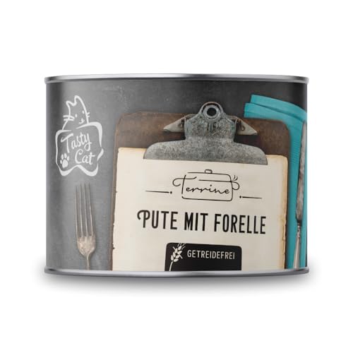 Tasty Cat Terrine Nassfutter für Katzen Pute & Forelle 6 x 180g. | getreidefrei | in Soße | zuckerfrei von Tasty Cat