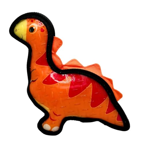 Tater's Choice Hundespielzeug, Dinosaurier, quietschend, starke Nähte, interaktives Spielen, mittelgroß (Orange) von Tater's Choice