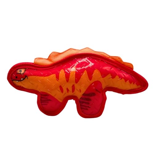 Tater's Choice Hundespielzeug, Dinosaurier, quietschend, starke Nähte, interaktives Spielen, mittelgroß (Rot) von Tater's Choice