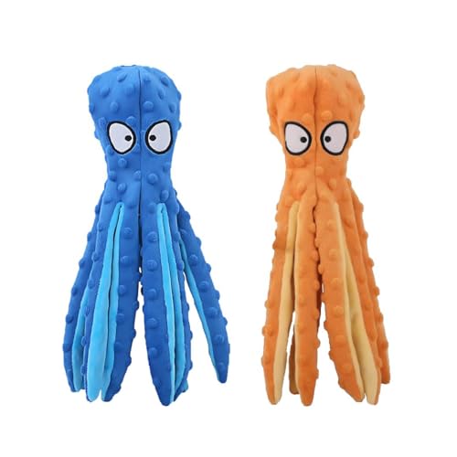 Tater's Choice Octopus Quietschspielzeug, 2 Stück, verschiedene Farben, weicher Plüsch-Oktopus mit knisterndem Klang für Hunde, Hundespielzeug, um sie zu beschäftigen von Tater's Choice