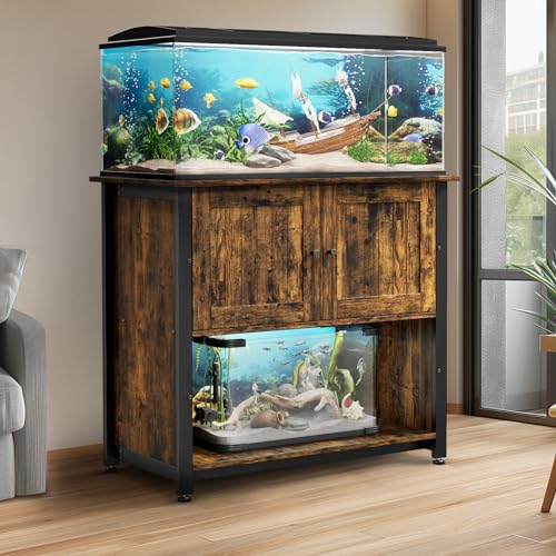 Tatub Aquarium-Ständer mit Schrank, Metall-Aquarium-Ständer mit Stauraum für Fischzubehör, Reptilien-Tankständer, Schildkröten-Terrarien, Tisch, strapazierfähig, 453 kg Kapazität, Vintagebraun von Tatub