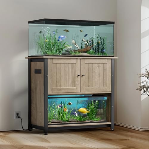 Tatub Aquarium-Ständer mit Steckdosen, Metall-Aquarium-Ständer mit Zubehöraufbewahrung, robuster Aquarium-Tisch, geeignet für Schildkrötenbecken, Reptilien-Terrarium, 453 kg Kapazität von Tatub