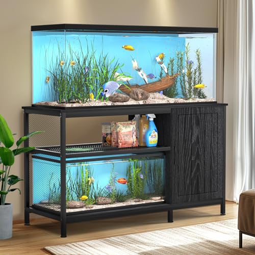 Tatub Aquarium-Ständer mit Zubehöraufbewahrung, robuster Metall-Kabinett, geeignet für Schildkrötenbecken, Reptilien-Terrarium, 453 kg Kapazität, Schwarz von Tatub