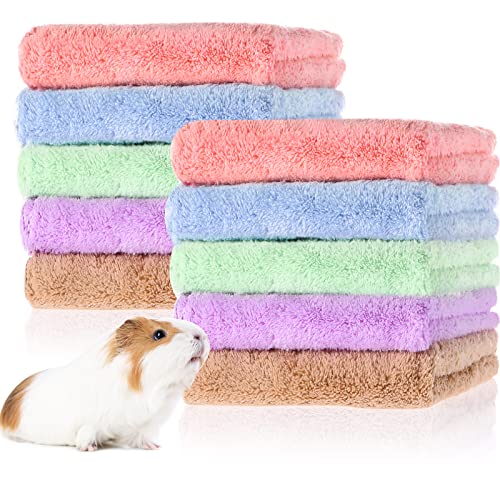 10 Stück Meerschweinchen Decken Fleece Haustier Decken Weiche Meerschweinchen Käfig Einlagen Haustier Schlafmatten Zubehör für Kleintier Hamster Welpe Katze (Gemischte Farben, 30 x 30 cm) von Tatuo