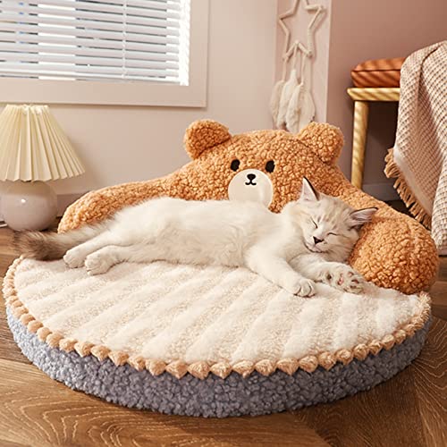 TSTEST BETS, Katzenbett Hohe Rückenlehne Alle Jahreszeiten Umarmen Design Wable Cosy Cat Warm Pad for Catogs Haustiere (Kleiner Bär) von Tbest