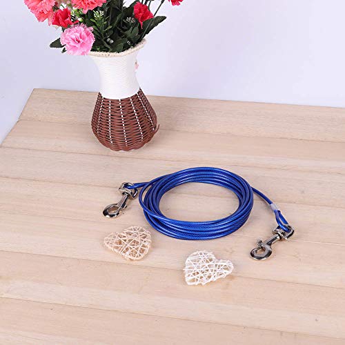 Tbest Hundehalsbänder und Hundehalsbänder aus Stahldraht für Hunde, für den Außenbereich, für Picknick, für Haustiere, Sty-Kabel, Seil, 5 Mm X 5 M (Blue) von Tbest