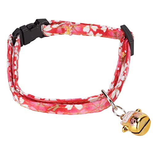 Tbest Pet Products Katzenhalsband Im Japae-Stil, Japae-Kim-Katzenhalsband mit Cartoon-Glocke für Chrias Loween, Neujahr, Japae-Kim-Stil, Rot, S (Japanischer Stil – rote von Tbest