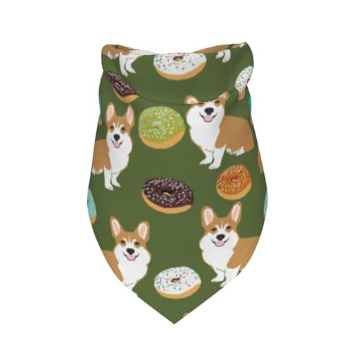 Corgi Donuts Süßer Corgi,Latzschal, Dreieckskapuze, Verstellbarer Haustierschal, waschbare Kapuze, geeignet für kleine, mittelgroße und große Hunde und Katzen von Tcoay