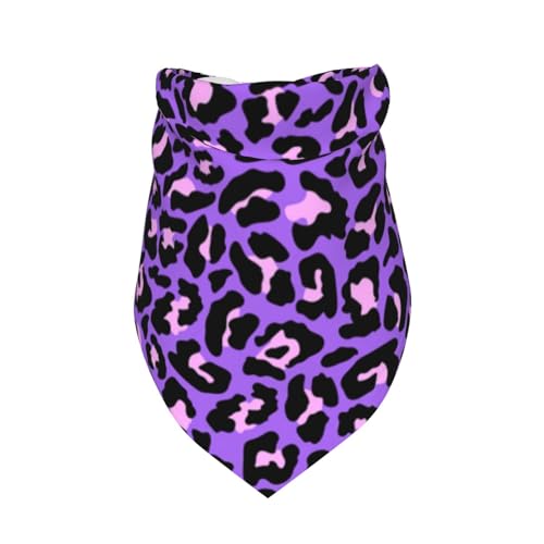 Neon Lila Rosa Leoparden Tiere Druck,Latzschal, Dreieckskapuze, Verstellbarer Haustierschal, waschbare Kapuze, geeignet für kleine, mittelgroße und große Hunde und Katzen von Tcoay