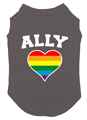 Ally Rainbow Heart Hunde-Shirt, Dunkelgrau, Größe L von Tcombo