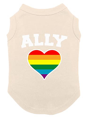 Ally Rainbow Heart – Supporter Hunde-Shirt, Naturfarben, Größe XS von Tcombo