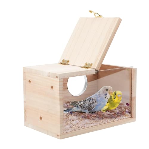 Tdkfdswdoa 1 Stück Sittich Nistkasten Transparent Vogelhaus Käfig Holz Brutkasten für Papagei Sittich Nymphensittich Lovebirds von Tdkfdswdoa