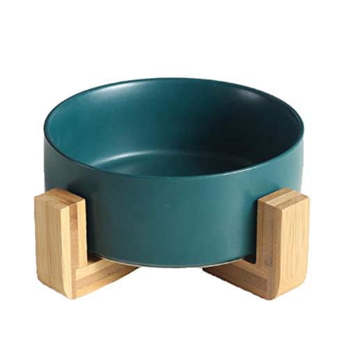 Tdkfdswdoa Keramik Runder Hundenapf Futternapf Wassernapf Set für Haustier, mit Holzständer, Schüssel mit Ständer A von Tdkfdswdoa