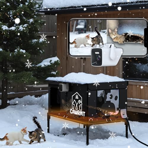 Beheiztes Katzenhaus für den Außenbereich mit Kamera, isolierter gemütlicher Unterschlupf für Katzen, wetterfestes & langlebiges Design, Fernüberwachung per Smartphone, ideal für den Winter & von TeDDinke