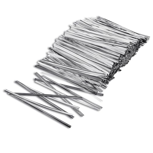 1000 Stück Silberne Twist Ties Twistband Metallischen Bindebaender Lebensmittel Verpackungs Krawatte Passendfür Süßigkeiten Kaffeebeutel Snacks Kuchen Kaffeebeutel Bäckerei Plätzchen (10cm) von Teaaha