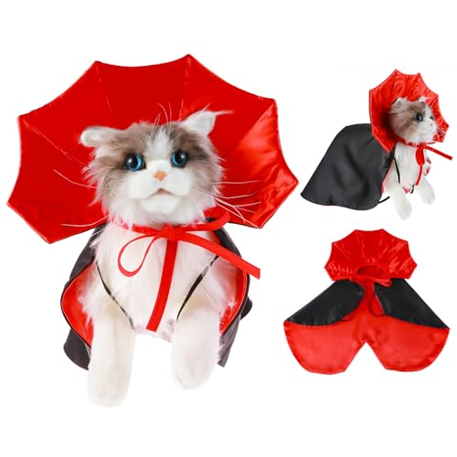 Teaaha Halloween Katzen Kostüm, Rot-Schwarzes Katzen Vampir Kostüm Süßes Vampir Kostüm Haustiere Katzenumhang Hundeumhang Halloween Kostüm Für Haustiere, Hunde, Katzen, Halloween-Party von Teaaha