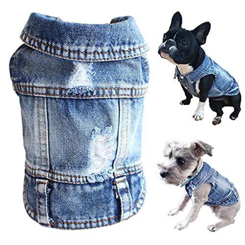 Hunde-Jeansjacke, weiches und cooles Hemd, Hunde-Cowboy-Kleidung, Haustier-Jacke, Mäntel, Welpen-Outfits, blaue Denim-Westen für kleine, mittelgroße große Hunde Jungen Katzen Kleidung Bekleidung (XXL) von Tealots