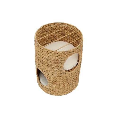 Teamson Pets Indoor 3-Stufig Korbweide Kratzturm Baum und Katzenbett Eigentumswohnung, natürliches Seegras mit DREI abnehmbaren waschbaren Kissen, Hellbraun/Creme, Neith Collection ST-N10001-UK von Teamson Pets