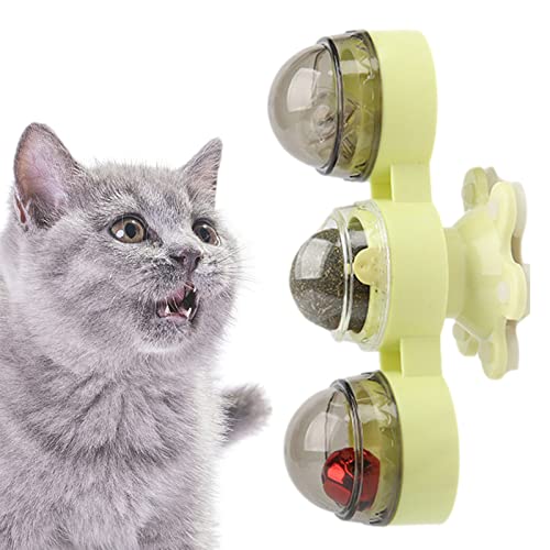 Tebinzi 2 Pcs Cat Rotating Windmill Toy, Portable Cat Interactive Puzzle Training Turntable Windmill Ball Toy, Windmill Toy for Small Cats von Tebinzi