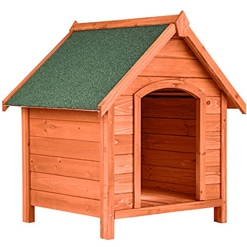 tectake Hundehütte outdoor, große Hütte für Hund, winterfest, Hundehöhle für Zuhause und draußen, Holz Box Haus mit aufklappbarem Dach, Hundehaus für drinnen und draußen von tectake