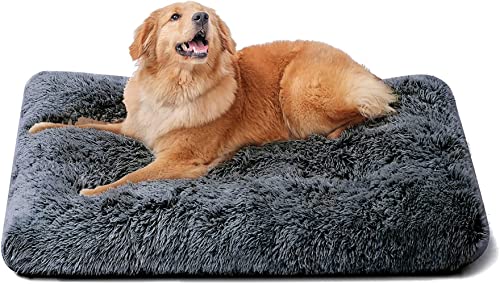 Tecageaon Hundebett-Matte, Haustierbett, weicher Plüsch, waschbar, Hundekäfigbett, Anti-Angst, bequemes Hundekissen (L-95 x 65 cm) von Tecageaon