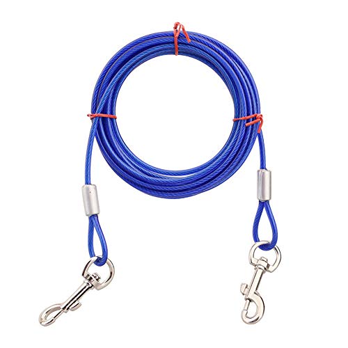 Hundeleine zum Ausziehen für Hunde, Edelstahl-Drahtseil mit drehbarem Haken, Hundeleine, für Hunde, Haustiere, Hof, Outdoor, Camping, Blau 5 mm x 10 m von Techigher