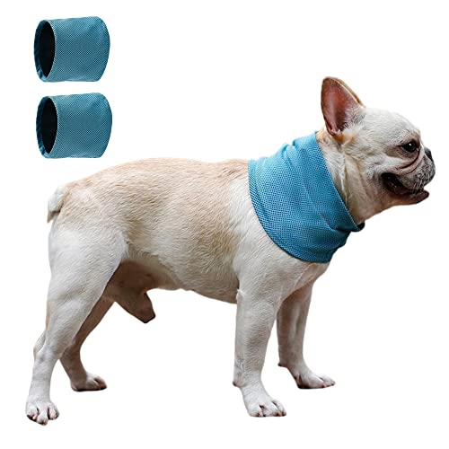 Kühlendes Hundehalsband, Sommer, kühlendes Halsband, Schal für Bergsteigen, Spazierengehen, Spielen, Blau x 2 L von Techigher