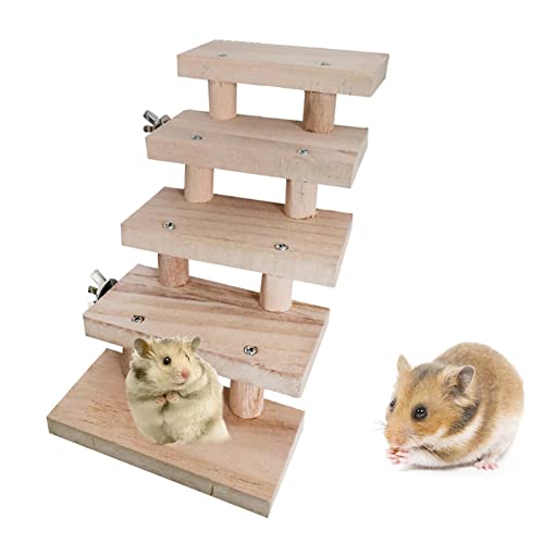 Techigher 10 cm Hamster-/Papageien-Leiter aus natürlichem Holz, 3/4/5/6/7/8 Schichten, Klettertreppen, Haustierkäfig-Zubehör, 8 Leitern, 160 g Typ 1 von Techigher