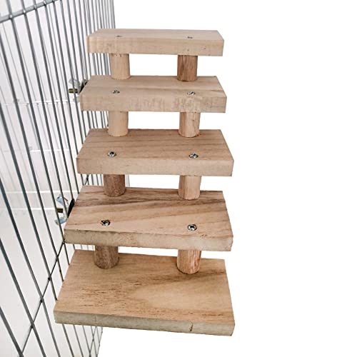 Techigher 10 cm Hamster-Papageien-Leiter, Holz, 3/4/5/6/7/8 Schichten, Klettertreppen, Haustierkäfig-Zubehör, 3 Leitern, 66 g Typ 1 von Techigher