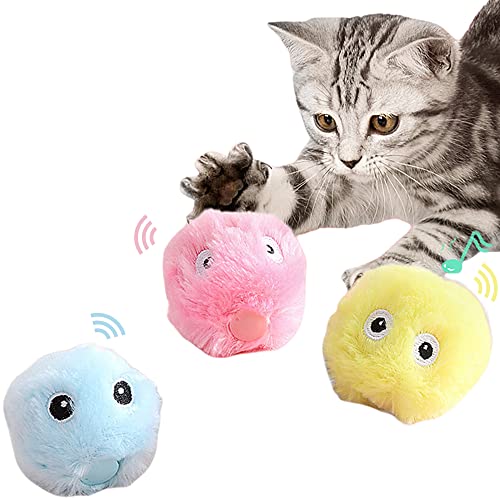 Techigher 3 Stück Plüsch-Katzenminze-Spielzeug-Bälle, zwitscherndes Katzenspielzeug, lebensechte Tiergeräusche, quietschendes Katzenspielzeug, interaktives Katzen-Kicker, Kätzchen, Katzenminze, von Techigher