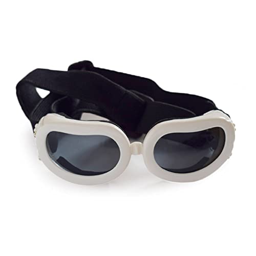 Techigher Hunde-Sonnenbrille für kleine Hunde, verstellbar, wasserdicht, winddicht, schneefest, kühl, Einheitsgröße (verstellbar) von Techigher