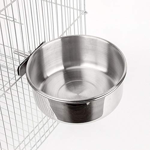 Techigher Vogelfutterbox aus Edelstahl, für Papageien, Becher, Schalen, Behälter für Futter, Wasser, Futtermittel, 14 cm von Techigher