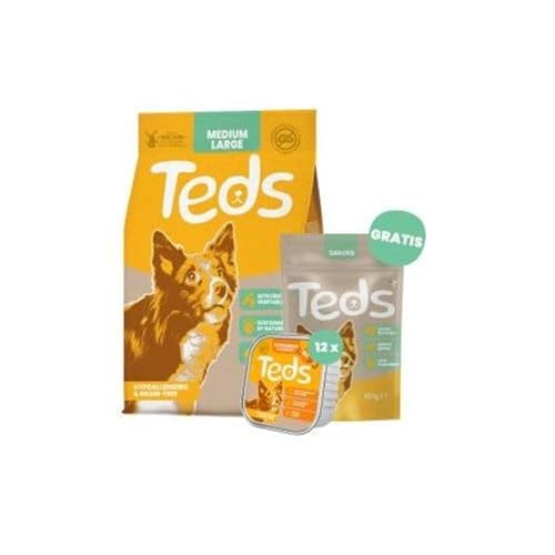 Teds 2,5kg + 12x150 gr + 100 gr hondenvoer Droog, natvoer & Snacks medium/Large Breed & pompoen von Teds