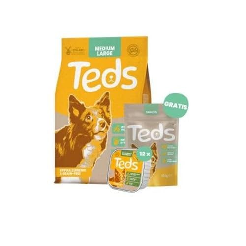 Teds 2,5kg + 12x150 gr + 100 gr hondenvoer Droog, natvoer & Snacks medium/Large Breed & wortel von Teds