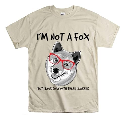 Shirt Lustiges Foxy Looking Shiba Lustiger Hund mit Brille Tier Haustier Lustig Verspielt T-Shirt Unisex Heavy Cotton Tee Natural/L von Teegarb Letter Blanket