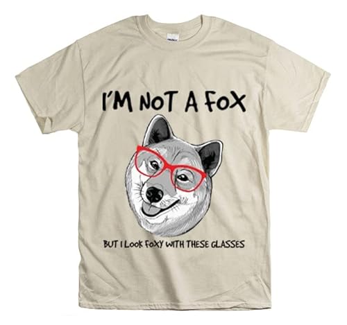 Shirt Lustiges Foxy Looking Shiba Lustiger Hund mit Brille Tier Haustier Lustig Verspielt T-Shirt Unisex Heavy Cotton Tee Natural/M von Teegarb Letter Blanket