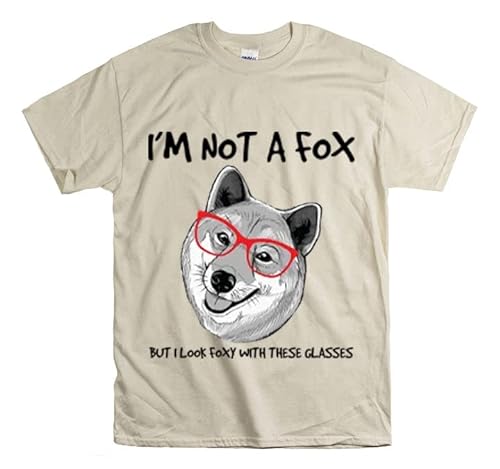 Shirt Lustiges Foxy Looking Shiba Lustiger Hund mit Brille Tier Haustier Lustig Verspielt T-Shirt Unisex Heavy Cotton Tee Natural/S von Teegarb Letter Blanket