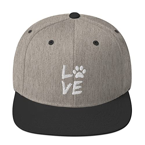 Snapback Hut Hund Pfoten Liebhaber Pfote Hund Mama Haustier Liebe, Heather/Schwarz, EinheitsgröÃŸe von Teegarb