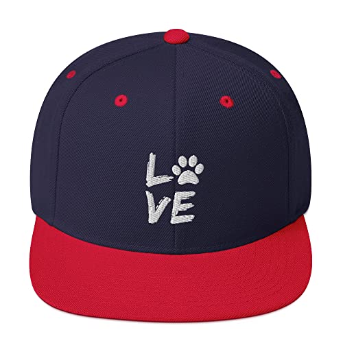 Snapback Hut Hund Pfoten Liebhaber Pfote Hund Mama Haustier Liebe, Marineblau/Rot, EinheitsgröÃŸe von Teegarb