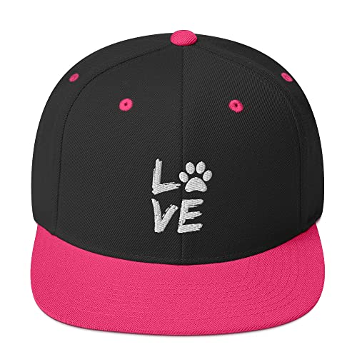 Snapback Hut Hund Pfoten Liebhaber Pfote Hund Mama Haustier Liebe, Schwarz/Neon-Pink, EinheitsgröÃŸe von Teegarb