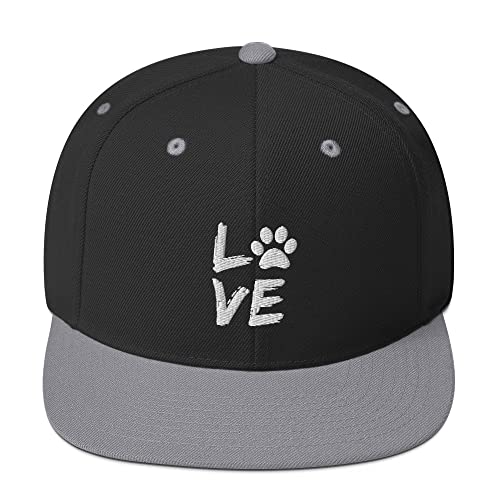 Snapback Hut Hund Pfoten Liebhaber Pfote Hund Mama Haustier Liebe, Schwarz / Silber, EinheitsgröÃŸe von Teegarb